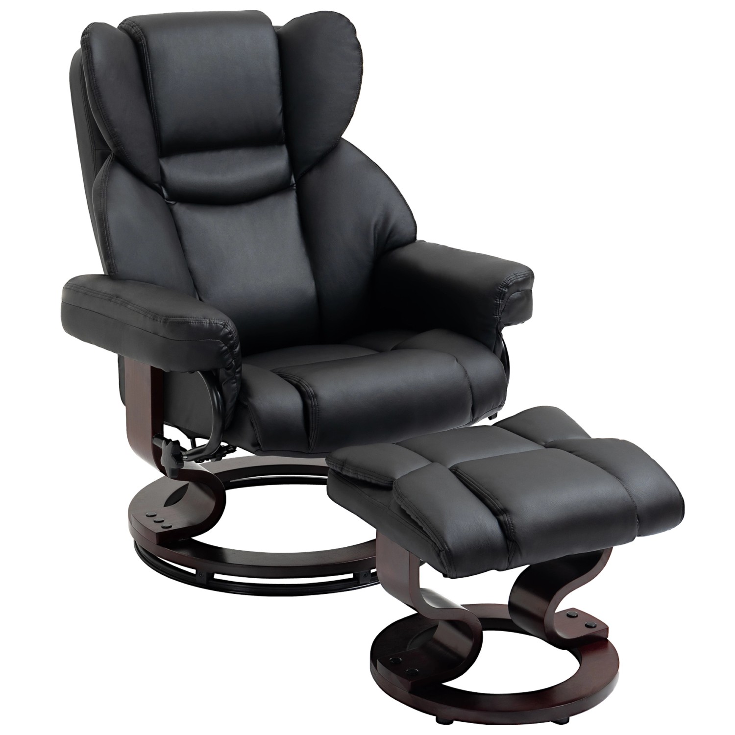 HOMCOM Relaxsessel mit Hocker Drehbar mit Liegefunktion Kunstleder Schwarz HOMCOM Relaxsessel mit Hocker Drehbar mit Liegefunktion Kunstleder Schwarz von HOMCOM