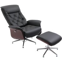 HOMCOM Relaxsessel mit Hocker 360° drehbar 145° neigbar Chesterfield Polstersessel PU-Bezug Holzverkleidung Metallfuß 82x83x110cm für gemütliches Sitzen   Aosom.de von HOMCOM