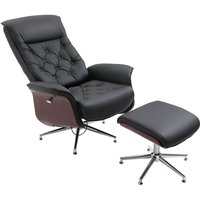 Homcom - Relaxsessel mit Hocker Fernsehsessel Polstersessel 360° drehbar 145° neigbar mit Retro-Design Chesterfield PU-Bezug Holzverkleidung von HOMCOM