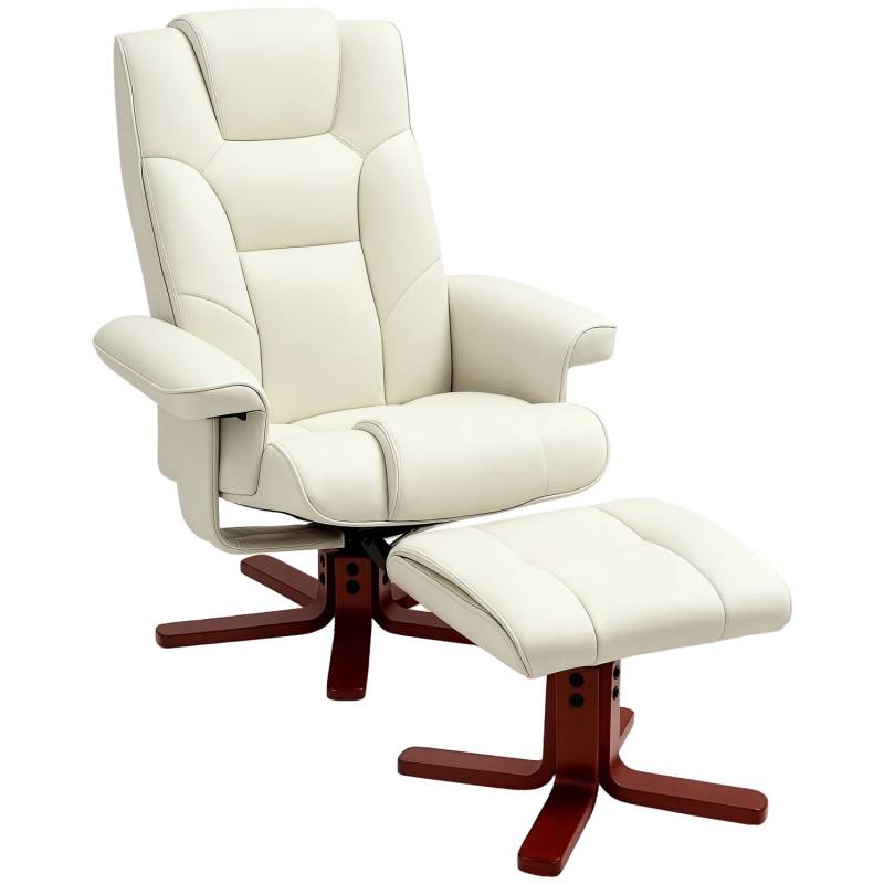 HOMCOM Relaxsessel mit Hocker Kunstleder Holz Cremeweiß 84B x 84T x 104H cm HOMCOM Relaxsessel mit Hocker Kunstleder Holz Cremeweiß 84B x 84T x 104H cm von HOMCOM