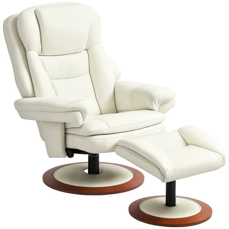 HOMCOM Relaxsessel mit Hocker Kunstleder Stahl Cremeweiß 94L x 98B x 104H cm HOMCOM Relaxsessel mit Hocker Kunstleder Stahl Cremeweiß 94L x 98B x 104H cm von HOMCOM