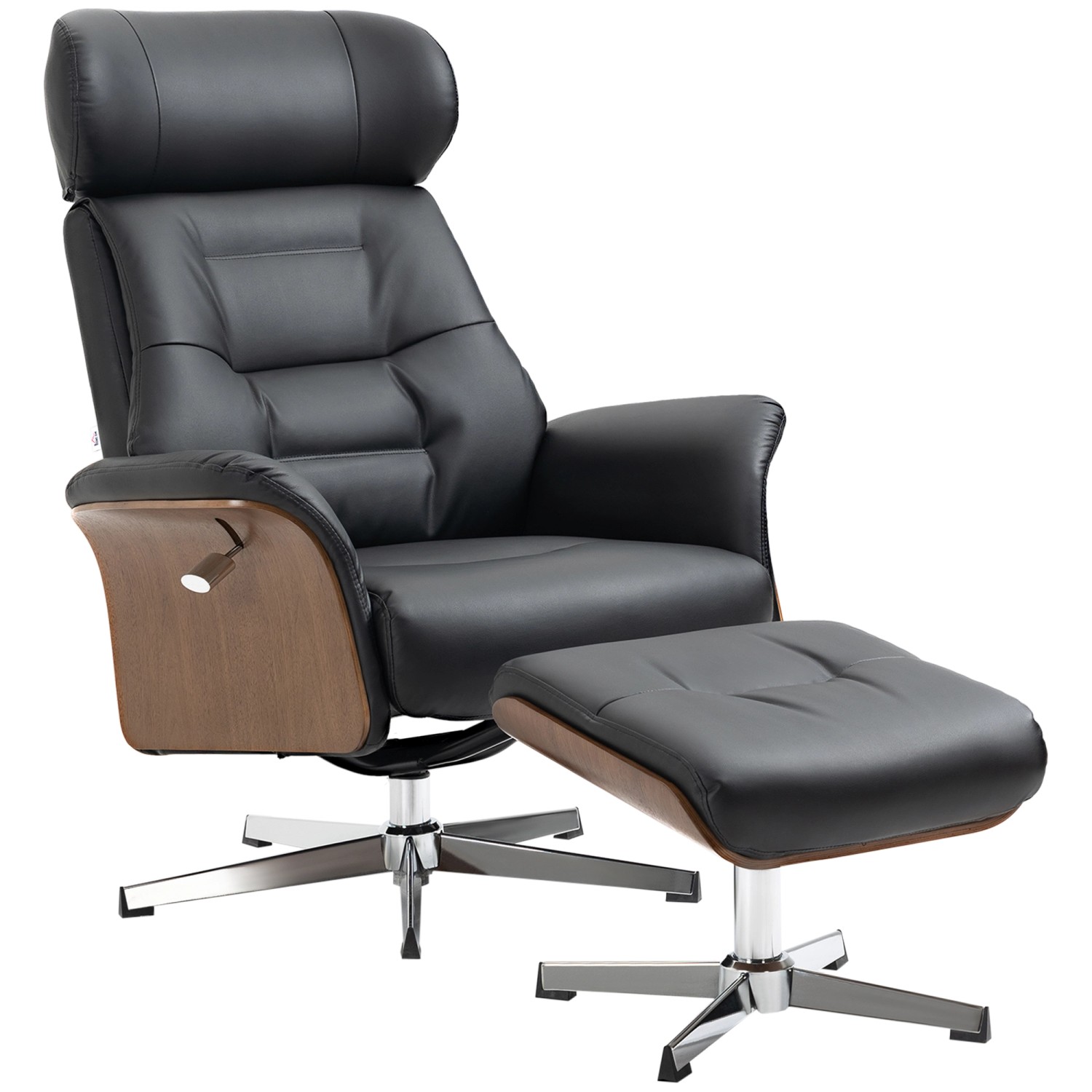 HOMCOM Relaxsessel mit Hocker Liegefunktion Drehbar bis 150kg Kunstleder Schwarz HOMCOM Relaxsessel mit Hocker Liegefunktion Drehbar bis 150kg Kunstleder Schwarz von HOMCOM