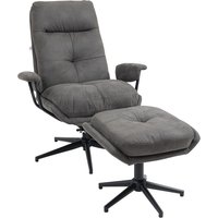 HOMCOM Relaxsessel mit Hocker bis 150 kg belastbar, drehbarer Fuß, Fernsehsessel mit Liegefunktion, dunkelgrau Polyester, ideal für Wohnzimmer   Aosom.de von HOMCOM