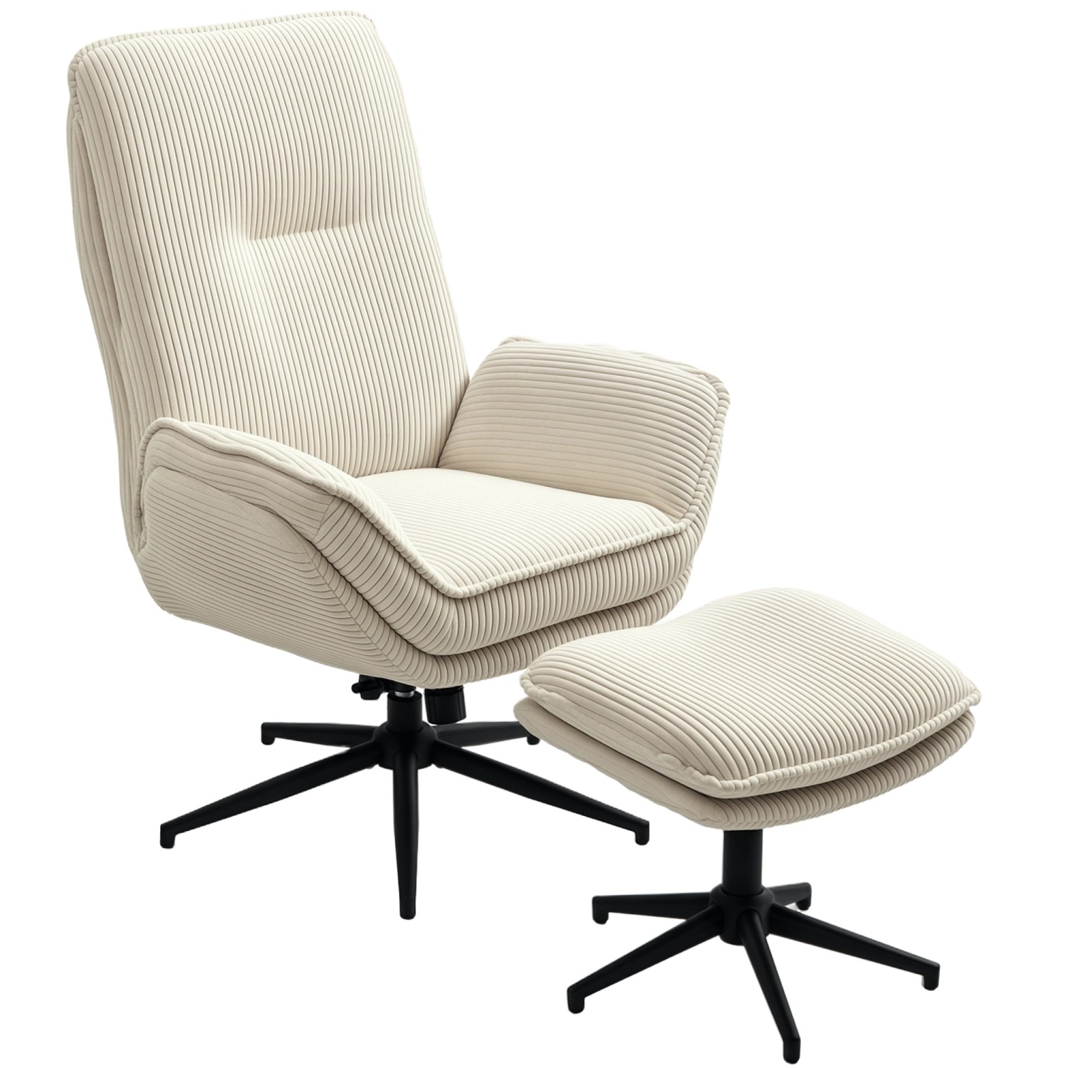 HOMCOM Relaxsessel mit Hocker mit Liegefunktion für Wohnzimmer Schlafzimmer Beige von HOMCOM