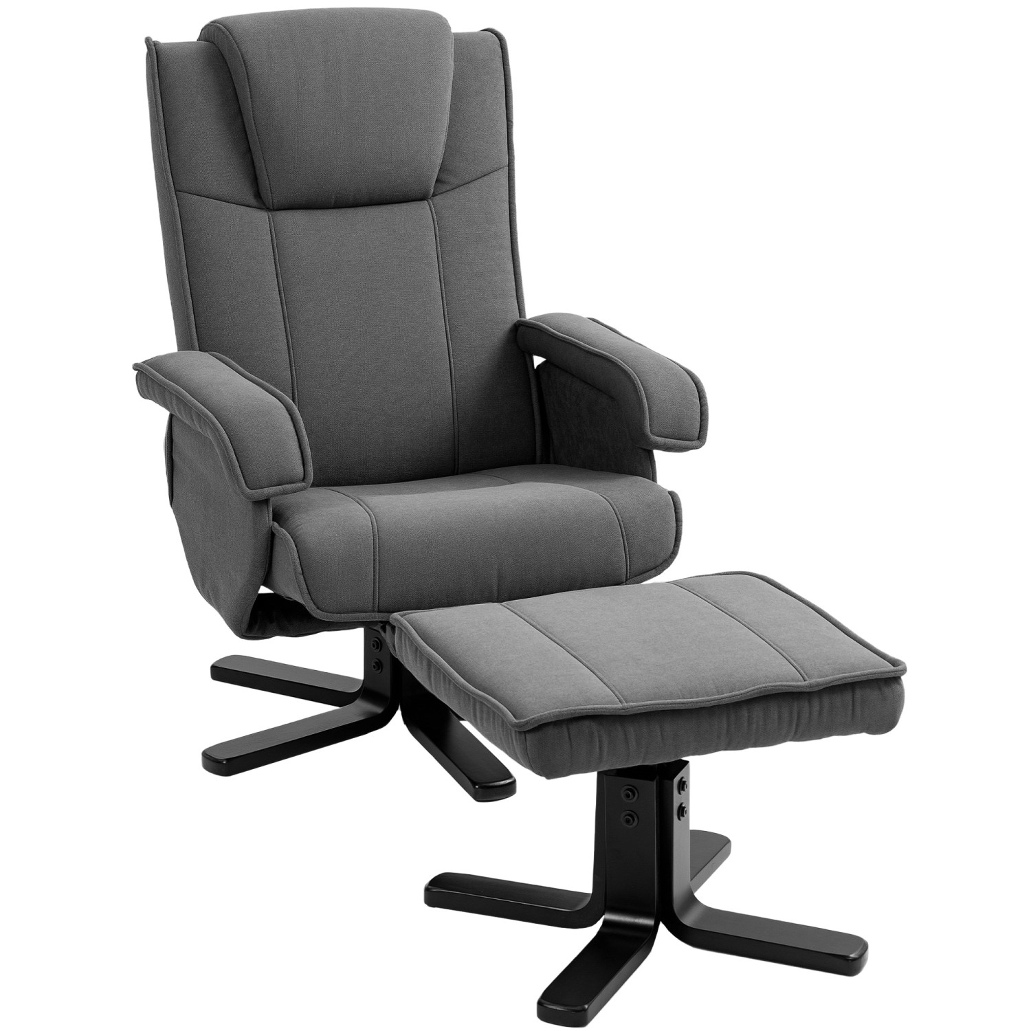 HOMCOM Relaxsessel mit Hocker mit Samtoptik Kopfstütze für Wohnzimmer Dunkelgrau von HOMCOM