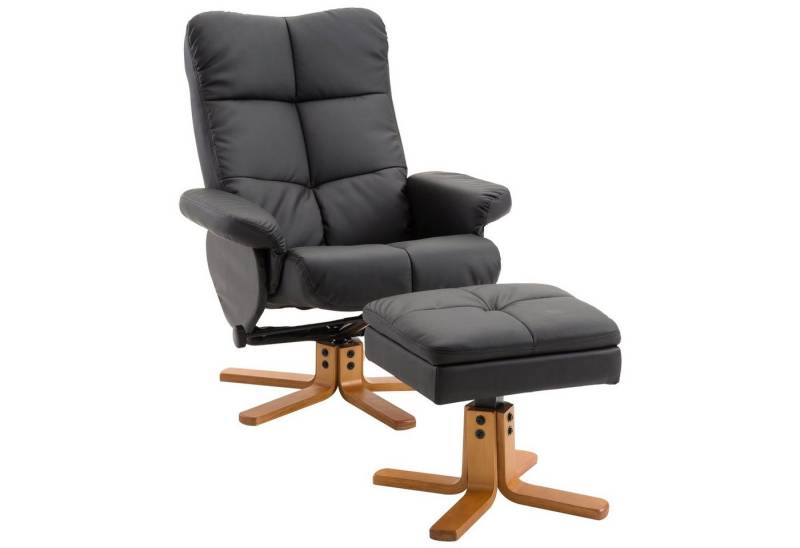 HOMCOM Polsterstuhl mit Hocker und Stauraum, Fernsehsessel mit Liegefunktion (Relaxsessel, 2 St), für Wohnzimmer, Schwarz von HOMCOM
