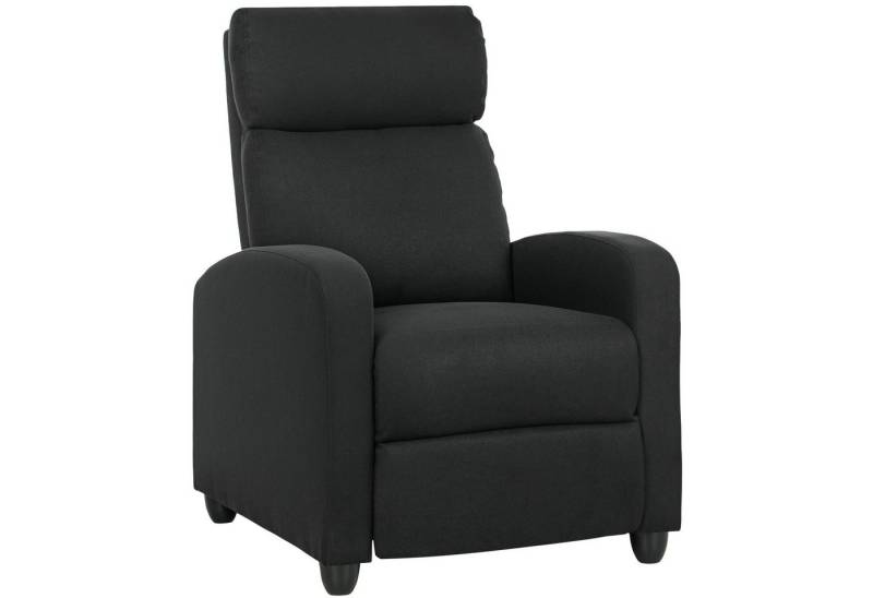 HOMCOM Relaxsessel mit Liegefunktion, Leinenoptik, Fußstütze (gepolstert TV-Sessel, 1-St., Fernsehsessel), für Wohnzimmer, Schlafzimmer, Schwarz von HOMCOM
