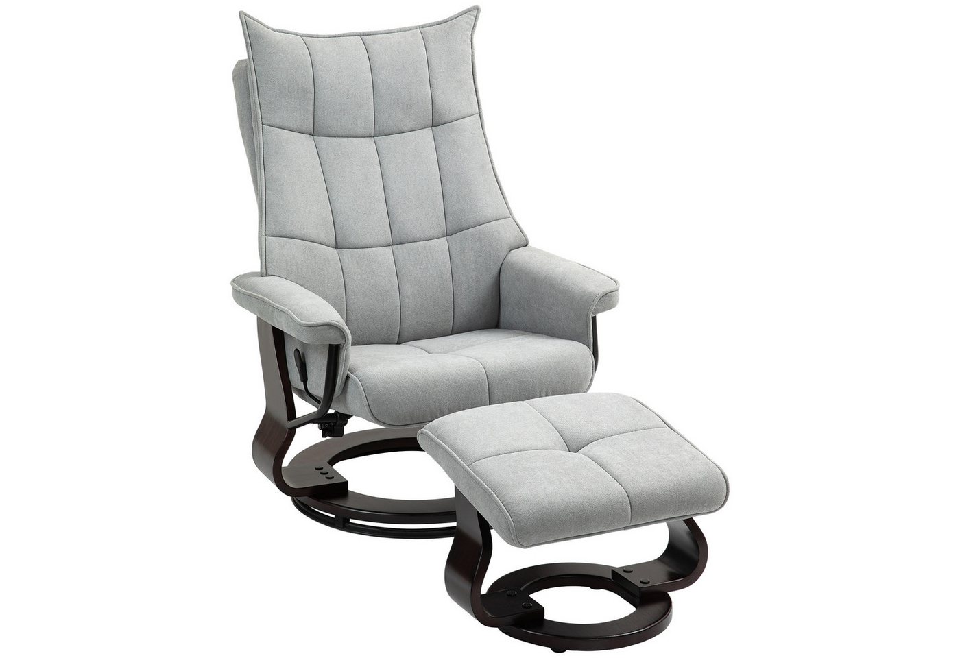 HOMCOM Relaxsessel mit Liegefunktion, Wippfunktion (Drehbar Fernsehsessel, 2-St., Liegesessel), Samtoptik, für Wohnzimmer, Schlafzimmer, Grau von HOMCOM
