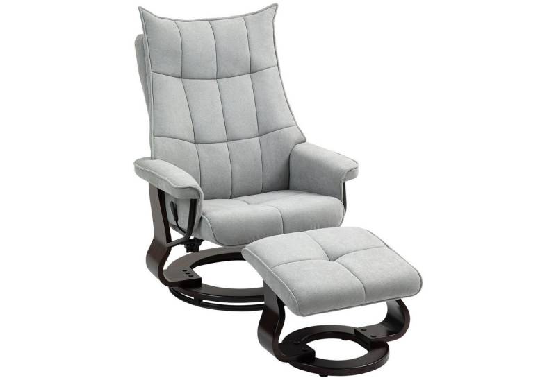 HOMCOM Relaxsessel mit Liegefunktion, Wippfunktion (Drehbar Fernsehsessel, 2-St., Liegesessel), Samtoptik, für Wohnzimmer, Schlafzimmer, Grau von HOMCOM