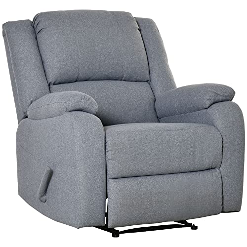 HOMCOM Relaxsessel, Ruhesessel mit Liegefunktion, Fernsehsessel mit Leinenoptik, Liegesessel bis 150 kg Belastbar, für Wohnzimmer, Stahl, Dunkelgrau 90 x 96 x 98 cm von HOMCOM