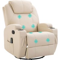HOMCOM Relaxsessel mit Liegefunktion, Massagesessel elektrisch, 5 Massage-Modi, Kunstleder, Cremeweiß, 84x92x109cm  Aosom von HOMCOM