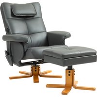 HOMCOM Relaxsessel mit Liegefunktion Massagesessel mit Hocker und Stauraum Fernsehsessel mit Seitentasche Kunstleder 78 x 86 x 93cm Dunkelgrau   Aosom von HOMCOM