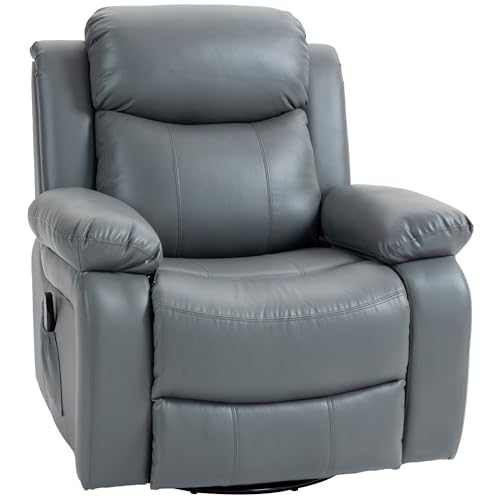 HOMCOM Relaxsessel mit Massagefunktion, Elektrisch Fernsehsessel mit 8 Vibrationsköpfen, Wippfunktion, Drehbar Liegesessel mit Fernbedienung und Seitentasche, Kunstleder, Grau HOMCOM Relaxsessel mit Massagefunktion, Elektrisch Fernsehsessel mit 8 Vibrationsköpfen, Wippfunktion, Drehbar Liegesessel mit Fernbedienung und Seitentasche, Kunstleder, Grau von HOMCOM