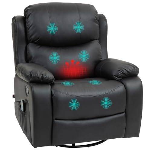 HOMCOM Relaxsessel mit Massagefunktion, Elektrisch Fernsehsessel mit Liegefunktion, Heizfunktion, Drehbar Massagesessel mit Federsystem, Fernbedienung und Seitentasche, Schwarz HOMCOM Relaxsessel mit Massagefunktion, Elektrisch Fernsehsessel mit Liegefunktion, Heizfunktion, Drehbar Massagesessel mit Federsystem, Fernbedienung und Seitentasche, Schwarz von HOMCOM