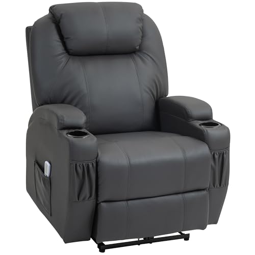 HOMCOM Relaxsessel mit Massagefunktion, Elektrisch Fernsehsessel mit Liegefunktion, Massagesessel mit Fernbedienung, Becherhalter und Seitentasche, Kunstleder, Dunkelgrau HOMCOM Relaxsessel mit Massagefunktion, Elektrisch Fernsehsessel mit Liegefunktion, Massagesessel mit Fernbedienung, Becherhalter und Seitentasche, Kunstleder, Dunkelgrau von HOMCOM