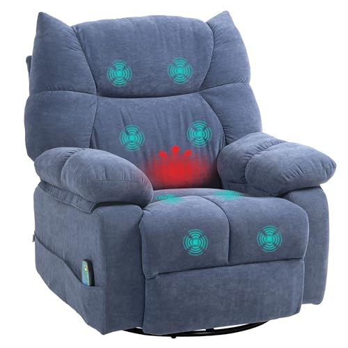 HOMCOM Relaxsessel Massagesessel Fernsehsessel mit Liegefunktion, Wärmefunktion, Schaukelfunktion, Drehbar TV Sessel mit Fußteil, Seitentasche Fernbedienung für Wohnzimmer, Blau HOMCOM Relaxsessel Massagesessel Fernsehsessel mit Liegefunktion, Wärmefunktion, Schaukelfunktion, Drehbar TV Sessel mit Fußteil, Seitentasche Fernbedienung für Wohnzimmer, Blau von HOMCOM