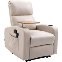 HOMCOM Relaxsessel mit Massagefunktion, Fernsehsessel mit Liegefunktion, Drehbarem Tisch, Massagesessel, Ruhesessel mit Fernbedienung, Mikrofaser, Beige   Aosom von HOMCOM