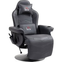 HOMCOM Relaxsessel mit Massagefunktion, Fernsehsessel mit Liegefunktion, Kissen, Drehbar TV-Sessel mit Fernbedienung, Becherhalter und Seitentasche, von HOMCOM