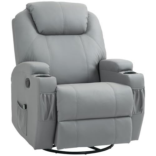 HOMCOM Relaxsessel mit Massagefunktion Elektrisch, Fernsehsessel mit Liegefunktion, Wippfunktion, Drehbar TV-Sessel mit Federsystem, Becherhalter, Fernbedienung und Seitentasche, Hellgrau HOMCOM Relaxsessel mit Massagefunktion Elektrisch, Fernsehsessel mit Liegefunktion, Wippfunktion, Drehbar TV-Sessel mit Federsystem, Becherhalter, Fernbedienung und Seitentasche, Hellgrau von HOMCOM