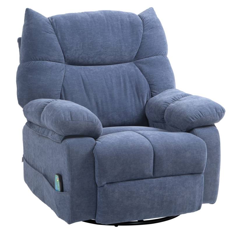 HOMCOM Relaxsessel mit Massagefunktion Elektrisch Drehbar mit Federsystem Blau von HOMCOM