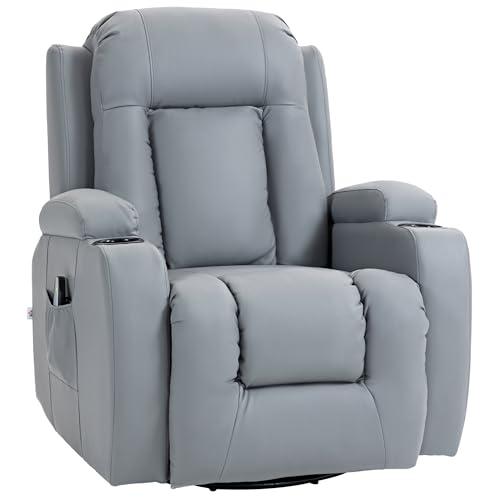 HOMCOM Relaxsessel mit Massagefunktion Elektrisch Fernsehsessel mit Liegefunktion, Wärmfunktion, Drehbar Massagesessel mit Wippfunktion, Fernbedienung, Kunstleder, Hellgrau HOMCOM Relaxsessel mit Massagefunktion Elektrisch Fernsehsessel mit Liegefunktion, Wärmfunktion, Drehbar Massagesessel mit Wippfunktion, Fernbedienung, Kunstleder, Hellgrau von HOMCOM