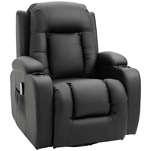 HOMCOM Relaxsessel mit Massagefunktion Elektrisch Fernsehsessel mit Liegefunktion, Wärmfunktion, Drehbar Massagesessel mit Wippfunktion, Fernbedienung, Kunstleder, Schwarz HOMCOM Relaxsessel mit Massagefunktion Elektrisch Fernsehsessel mit Liegefunktion, Wärmfunktion, Drehbar Massagesessel mit Wippfunktion, Fernbedienung, Kunstleder, Schwarz von HOMCOM