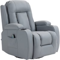 HOMCOM Relaxsessel elektrisch mit Massagefunktion, Fernsehsessel mit Liege- & Wippfunktion, drehbar, bis 150kg, Kunstleder Hellgrau   Aosom.de von HOMCOM