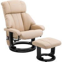 HOMCOM Relaxliege mit Liegefunktion Massagesessel Fernsehsessel Liegesessel Ergonomischer Stuhl Sessel mit Hocker Massage Beige 76 x 80 x 102 cm von HOMCOM