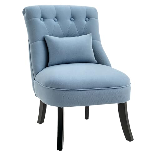 HOMCOM Sessel Wohnzimmer Relaxsessel Loungesessel Ruhesessel mit Rückenkissen, Holzbeine, Lesesessel mit Leinenoptik, Polstersessel für Schlafzimmer, Blau HOMCOM Sessel Wohnzimmer Relaxsessel Loungesessel Ruhesessel mit Rückenkissen, Holzbeine, Lesesessel mit Leinenoptik, Polstersessel für Schlafzimmer, Blau von HOMCOM