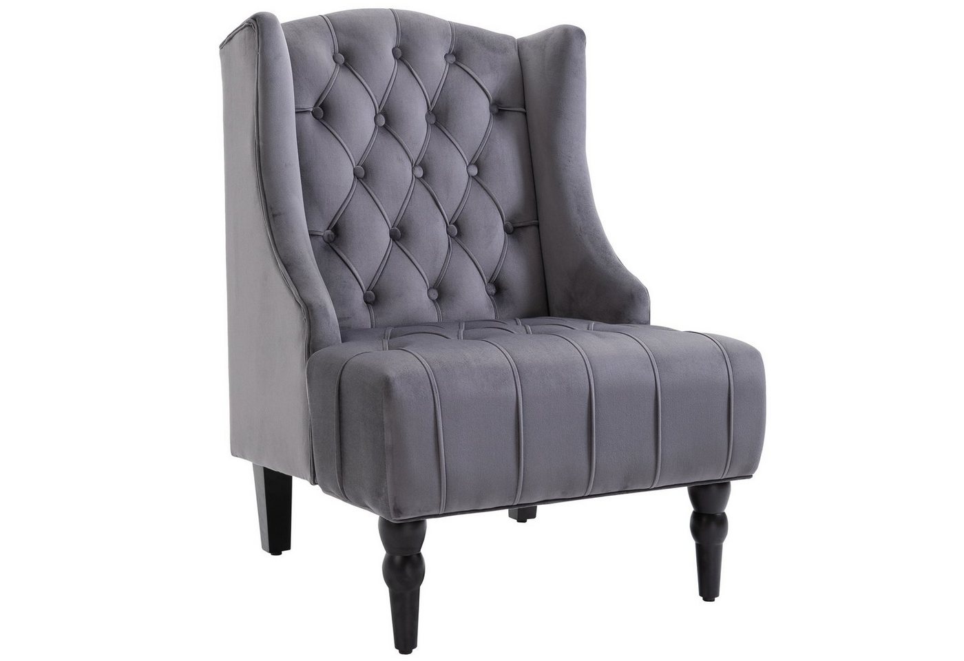 HOMCOM Relaxsessel mit Tufting erhöhte Beine Samtstoff (Ohrensessel, 1-St., Einzelsessel), Gesamtmaße: B x T x H: 67 x 70.5 x97 cm von HOMCOM