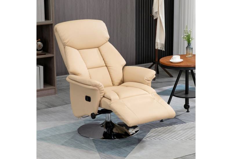 HOMCOM Relaxsessel mit manuell verstellbarer Rückenlehne (Liegesessel, 1-St., TV-Sessel), 360° Drehfunktion, Beige von HOMCOM