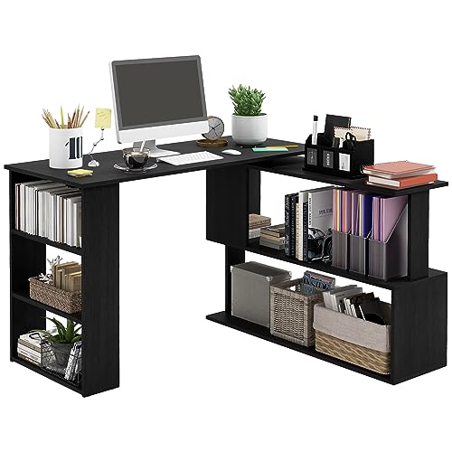HOMCOM Reversibler Eckschreibtisch mit 5 Ablagen, Computer-Eckschreibtisch aus Holz, für Büro, Wohnzimmer und Arbeitszimmer, Industriestil, 120 x 110 x 74,5 cm, Schwarz HOMCOM Reversibler Eckschreibtisch mit 5 Ablagen, Computer-Eckschreibtisch aus Holz, für Büro, Wohnzimmer und Arbeitszimmer, Industriestil, 120 x 110 x 74,5 cm, Schwarz von HOMCOM