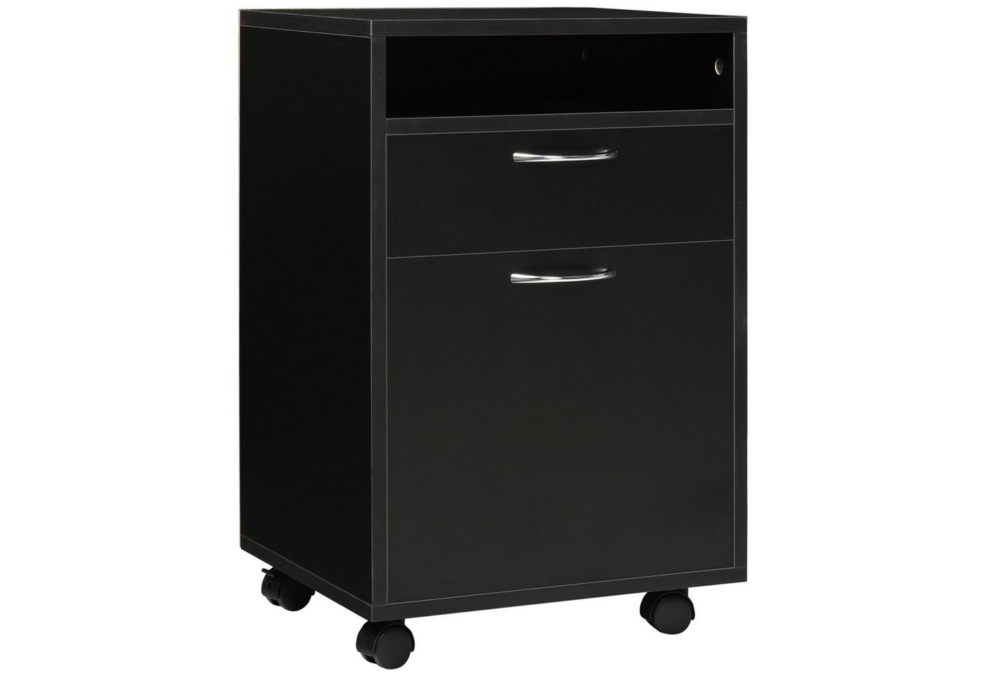 HOMCOM Rollcontainer Aktenschrank, Bürocontainer mit Schublade, (Büroschrank, 1 St., Aufbewahrung Container), für Büro, Arbeitszimmer, Schwarz, 40 x 35 x 60 cm von HOMCOM