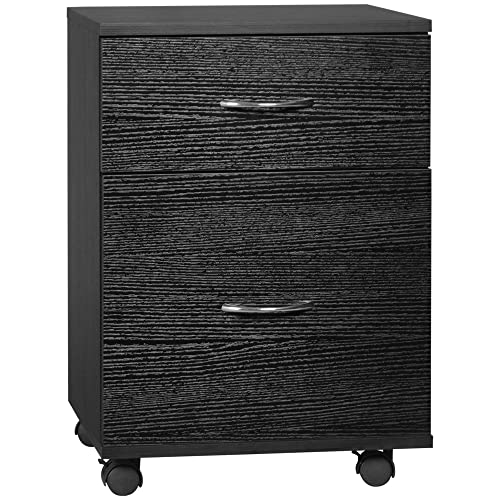 HOMCOM Rollcontainer Bürocontainer Kommode Schubladenschrank auf Rollen, Spanplatte, 41x39x58cm (Schwarz) von HOMCOM