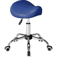 HOMCOM Rollhocker, Massagehocker mit höhenverstellbarer 49-61 cm und ergonomischem Sattel, drehbarer 360-Grad-Arbeitsstuhl auf Rollen für Massagestudio, Tattoo, Klinik, Spa, blau   Aosom von HOMCOM