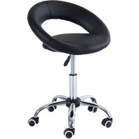 HOMCOM Rollhocker Arbeitshocker Drehhocker Bürostuhl höhenverstellbar, PU+Metall, Schwarz, 50 x 54 x (66-78) cm   Aosom von HOMCOM