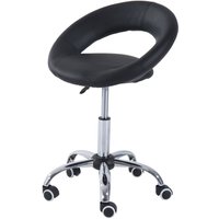 Rollhocker Arbeitshocker Drehhocker Bürostuhl verstellbar, PU+Metall, Schwarz, 50 x 54 x (66-78) cm von HOMCOM