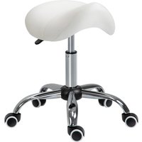 HOMCOM Rollhocker Drehhocker höhenverstellbar Sattelhocker gepolstert in Weiß für Büro & Zuhause   Aosom.de von HOMCOM