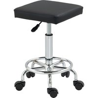HOMCOM Rollhocker Drehhocker mit höhenverstellbarer 50-66 cm Sitzfläche und Fußstütze, 360° drehbarer Bürohocker mit Rollen für Massagepraxis, Tattoostudio, Klinik, Spa, schwarz   Aosom von HOMCOM