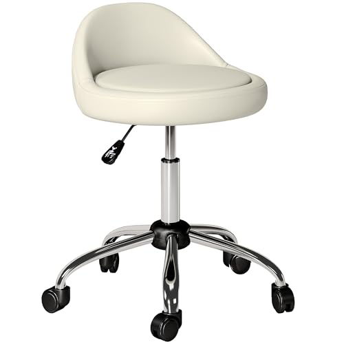 HOMCOM Rollhocker Höhenverstellbarer Arbeitshocker 63-83 cm Drehhocker mit Rädern Drehbarer Salonstuhl Salonhocker Kunstleder Weiß HOMCOM Rollhocker Höhenverstellbarer Arbeitshocker 63-83 cm Drehhocker mit Rädern Drehbarer Salonstuhl Salonhocker Kunstleder Weiß von HOMCOM