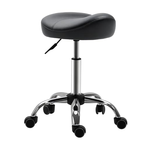HOMCOM Rollhocker Höhenverstellbarer Arbeitshocker mit Rädern Drehbarer Salon Hocker für Massage Kunstleder Schwarz 48 x 48 x 54-69 cm HOMCOM Rollhocker Höhenverstellbarer Arbeitshocker mit Rädern Drehbarer Salon Hocker für Massage Kunstleder Schwarz 48 x 48 x 54-69 cm von HOMCOM