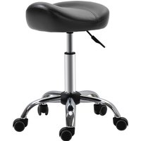 HOMCOM Rollhocker Höhenverstellbarer Arbeitshocker mit Rädern drehbar Kunstleder Schwarz 48 x 48 x 54-69 cm für Salon & Massage   Aosom.de von HOMCOM