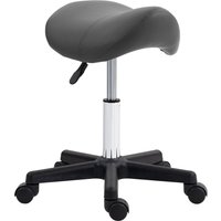 HOMCOM Rollhocker Höhenverstellbarer Drehhocker Arbeitshocker mit Rädern Drehbarer Salonstuhl Sitzhocker Salon Hocker Kunstleder Grau 48 x 47 x 45-59 cm   Aosom von HOMCOM