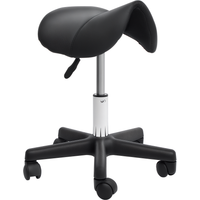 HOMCOM Rollhocker Höhenverstellbarer Drehhocker mit Rädern, drehbarer Salonstuhl aus Kunstleder in Schwarz, ideal für Friseursalons & Büros   Aosom.de von HOMCOM