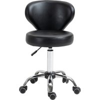 HOMCOM Rollhocker Massagehocker - drehbarer Arbeitshocker 360° - höhenverstellbare Sitzfläche 49-64H cm, ergonomische Rückenlehne - verchromtes Metall in schwarzem Kunstlederbezug   Aosom von HOMCOM