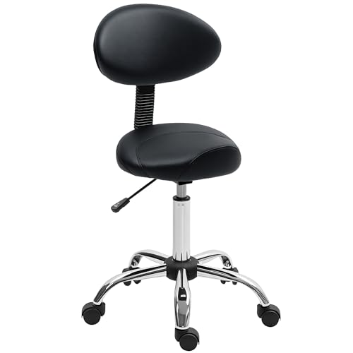 HOMCOM Rollhocker höhenverstellbar mit Rückenlehne Drehhocker 83-98 cm Arbeitshocker 360° drehbar Hocker Bürohocker Sattelhocker für Büro Salon Massage Spa Schwarz HOMCOM Rollhocker höhenverstellbar mit Rückenlehne Drehhocker 83-98 cm Arbeitshocker 360° drehbar Hocker Bürohocker Sattelhocker für Büro Salon Massage Spa Schwarz von HOMCOM