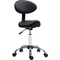 HOMCOM Rollhocker höhenverstellbar mit Rückenlehne Drehhocker 83-98 cm Arbeitshocker 360° drehbar Hocker Bürohocker Sattelhocker für Büro Salon Massage Spa Schwarz   Aosom von HOMCOM