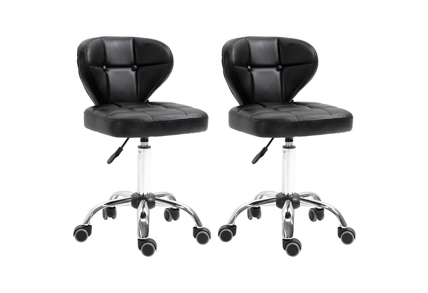 HOMCOM Rollsitz Arbeitshocker mit Rückenlehne aus Kunstleder (Drehhocker, 2 St., Rollhocker), Dunkelgrau 45 x 47 x 78-93 cm von HOMCOM