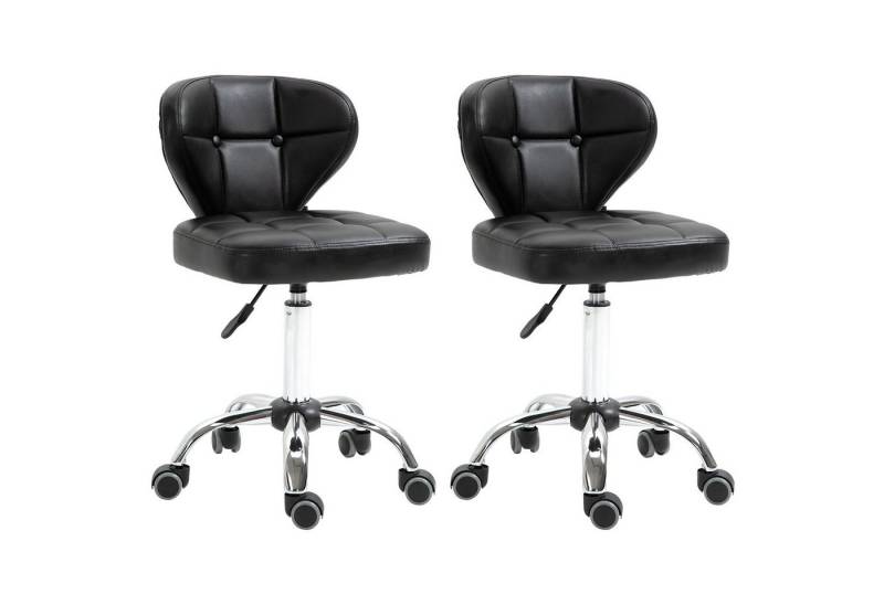 HOMCOM Rollsitz Arbeitshocker mit Rückenlehne aus Kunstleder (Drehhocker, 2 St., Rollhocker), Dunkelgrau 45 x 47 x 78-93 cm von HOMCOM