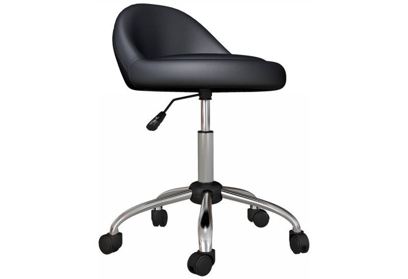 HOMCOM Rollsitz Höhenverstellbarer Arbeitshocker mit Rädern (Salonstuhl, 1 St., Bürohocker), Schwarz Ø50 x 63-83 cm von HOMCOM